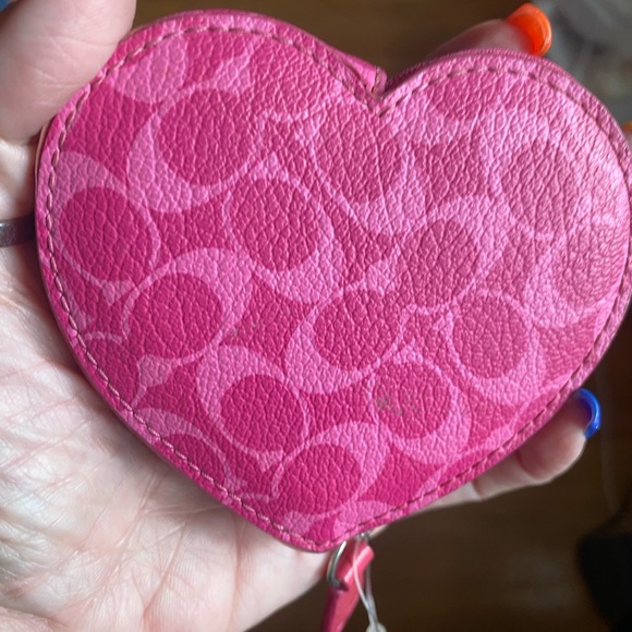 Coach Fuchsia Heart Coin Pouch - Picture 2 of 4